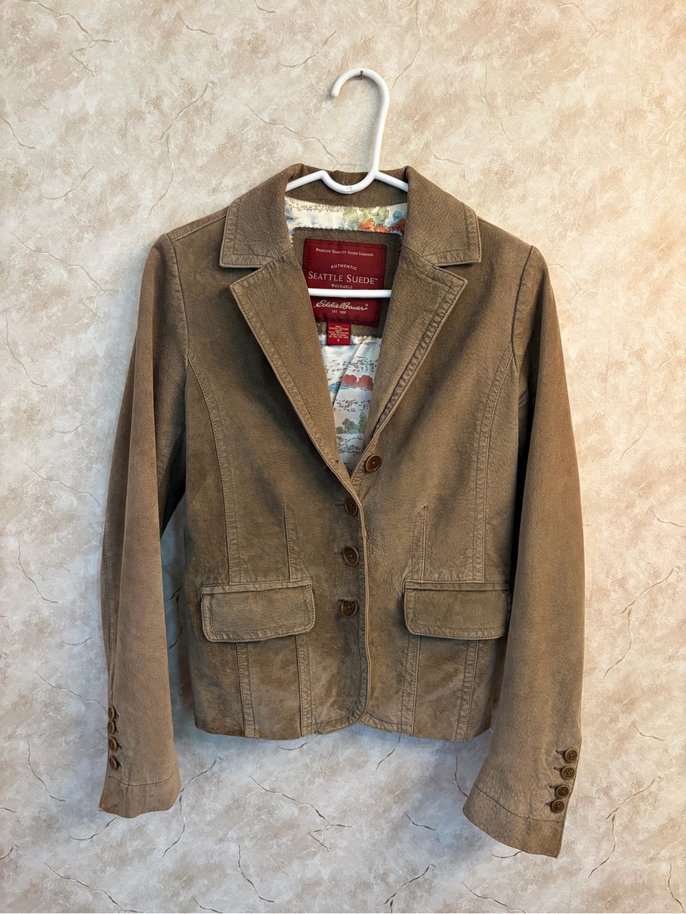 Y2K Vintage Eddie Bauer Genuine Suede Leather Jacket - Size Small